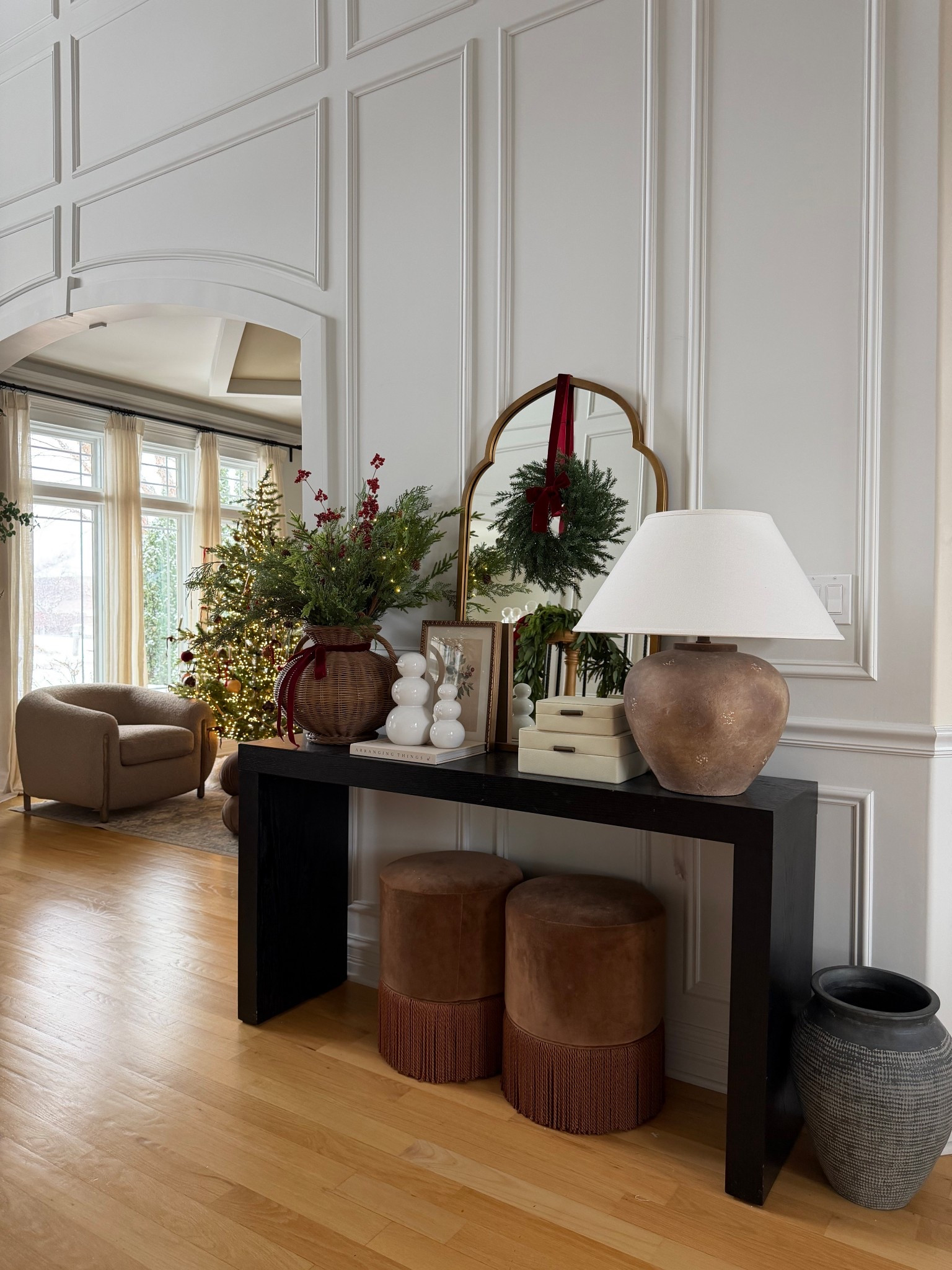 Holiday entryway styling! My console table, mirror and lamp are all on sale. 

#LTKHoliday #LTKSeasonal #LTKHome
