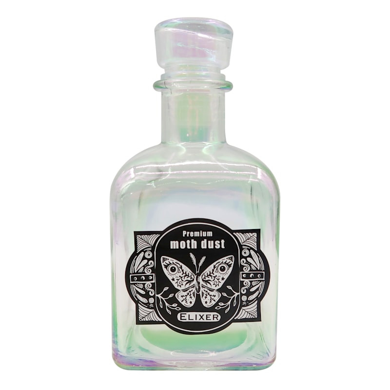Clear Moth Dust Luster Glass Halloween Potion Bottle, 8" | At Home