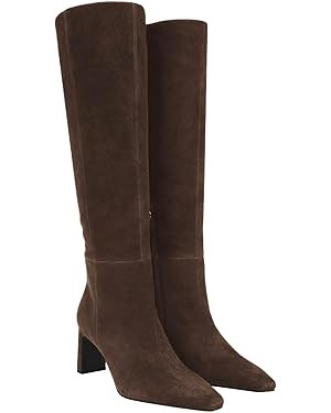 Coutgo Womens Wide Calf Knee High Boots Closed Pointed Toe Chunky Heel Tall Boots Side Zipper Fal... | Amazon (US)