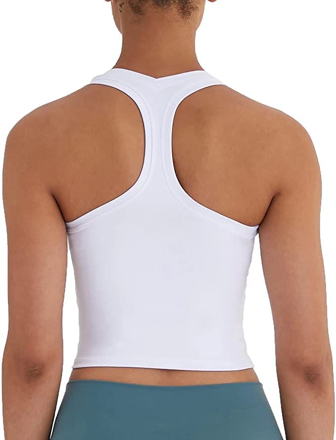 Women's Cropped Racerback Tank Tops Running Workout Tops Active Yoga Tops | Amazon (US)