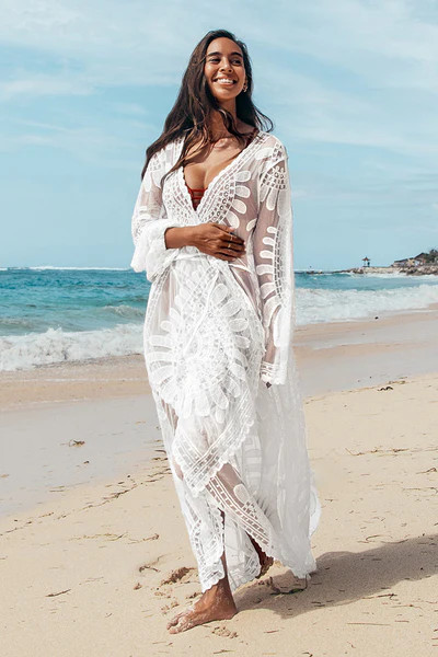 Floral Mesh Long Kimono Cover Up | Cupshe