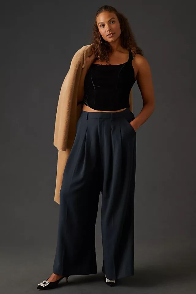 Maeve Pleated Wide-Leg Trousers | Anthropologie (US)