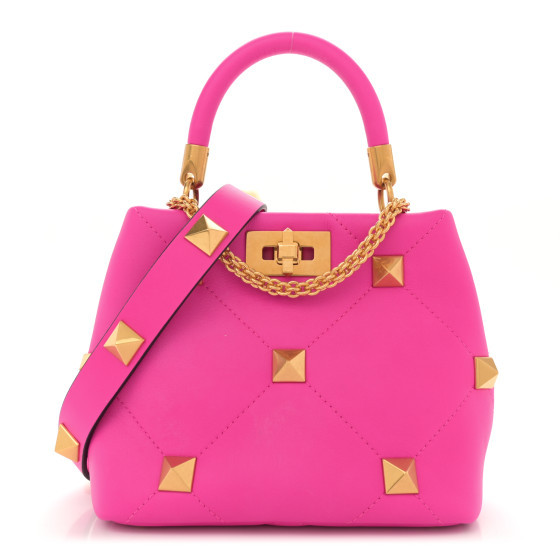 VALENTINO GARAVANI Nappa Small Roman Stud The Handle Bag Pink PP | FASHIONPHILE | FASHIONPHILE (US)