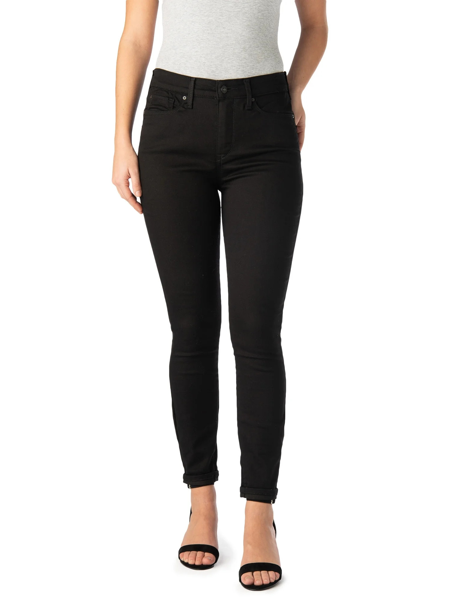 Signature by Levi Strauss & Co. Women's High Rise Ankle Skinny Cuff Jeans | Walmart (US)