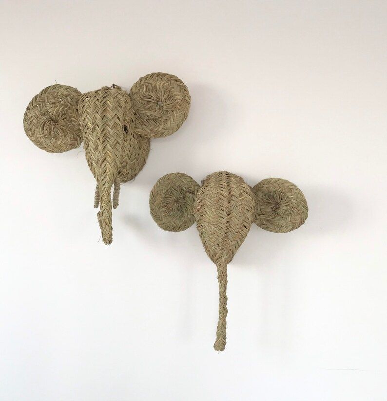 Two Moroccan handmade rattan Elephants head wall hanging | Etsy | Etsy (AU)