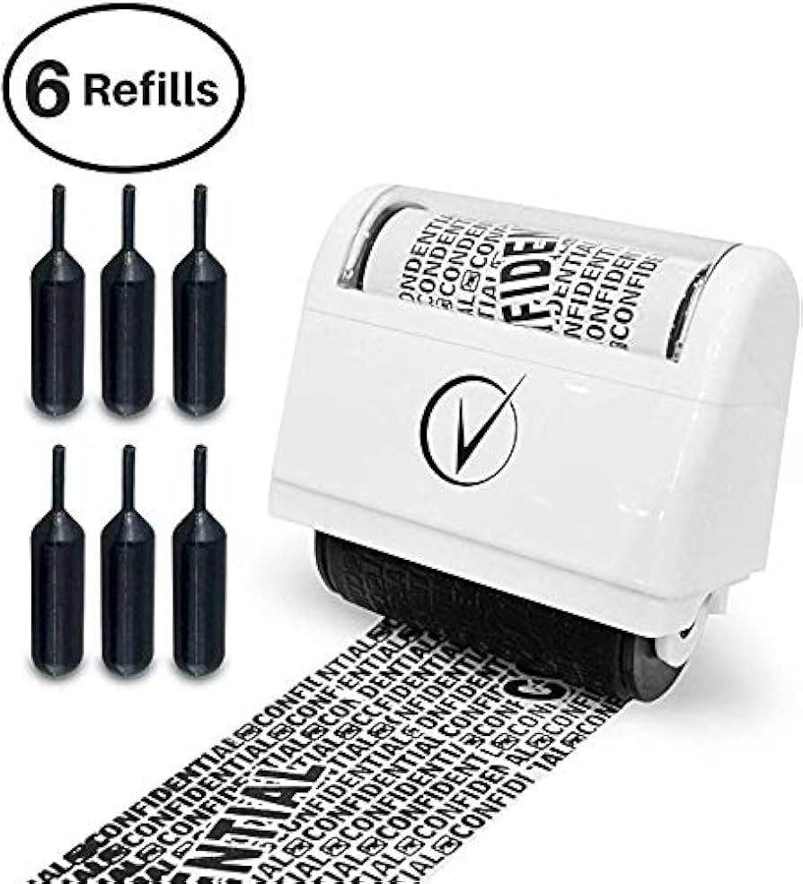 Identity Theft Protection Roller Stamps Wide Kit, Including 6-Pack Refills - Confidential Rolle... | Amazon (US)