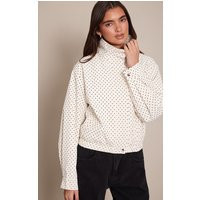 Cream Polka Dot High Neck Windbreaker | PrettyLittleThing UK