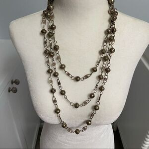 Vintage gold tone metal long bauble chain necklace | Poshmark