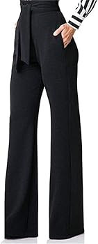 LKOUS Women's Stretchy High Waisted Wide Leg Button-Down Pants | Amazon (US)