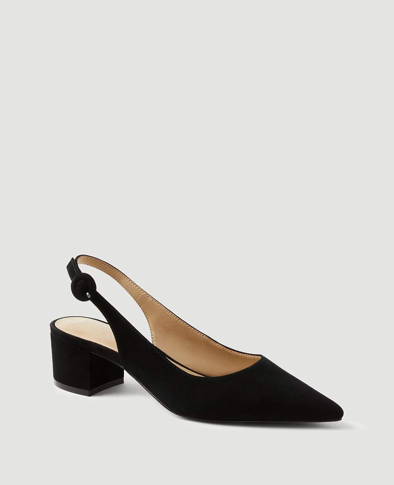 Suede Block Heel Slingback Pumps | Ann Taylor (US)