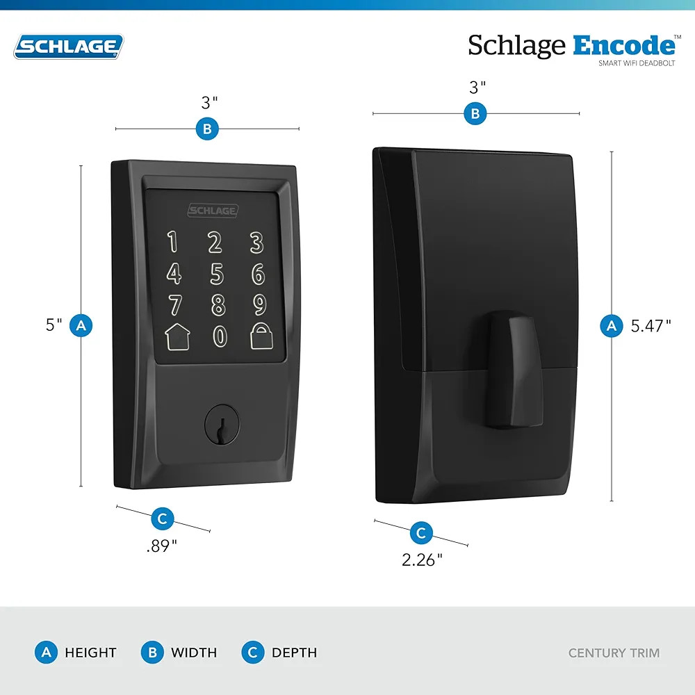 Schlage Encode Smart WiFi Deadbolt Lock for Front Door, Keyless Entry with App or Touchscreen, Wo... | Amazon (US)
