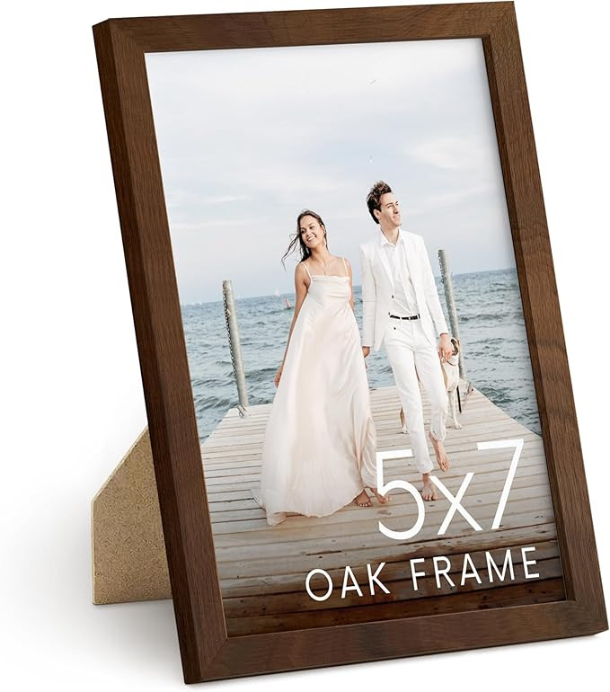 HAUS AND HUES 5x7 Wood Picture Frame - Natural Wood Frame, Walnut 5x7 Picture Frame Wood for Post... | Amazon (US)