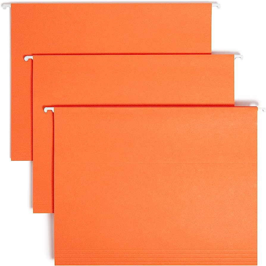 Smead Colored Hanging File Folder with Tab, 1/5-Cut Adjustable Tab, Letter Size, Orange, 25 per B... | Amazon (US)