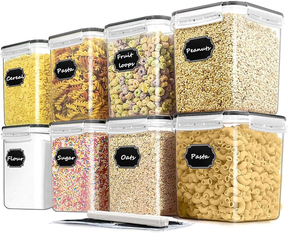 Cereal Container Food Storage Containers, Airtight Dry Food Storage Containers Set of 8 (2.5L/85o... | Amazon (US)