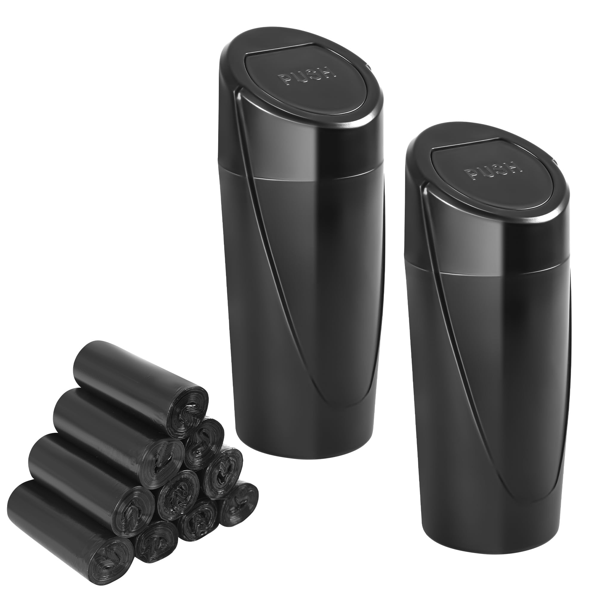 2 Pack Car Trash Can Bin with Lid and 150pcs Trash Bags- Car Garbage Can Cup Holder Organizers an... | Amazon (US)