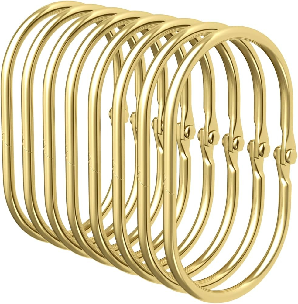 Shower Curtain Rings Gold Shower Curtain Hooks Anti-Drop Shower Rings for Curtain, Metal Shower C... | Amazon (US)