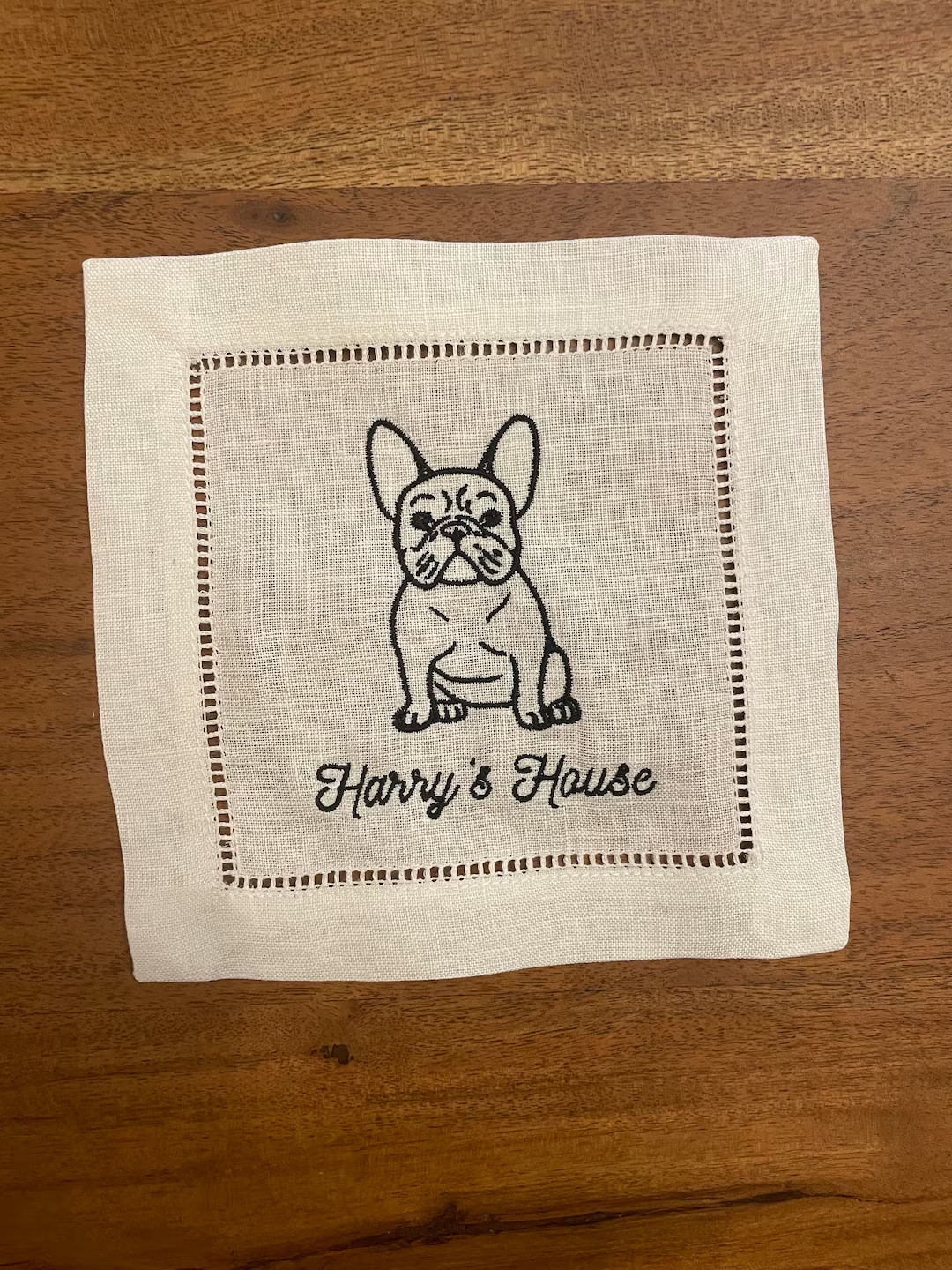Custom Illustrated Dog Cocktail Napkins - Custom Linen Cocktail Napkins - Custom Embroidered Line... | Etsy (US)
