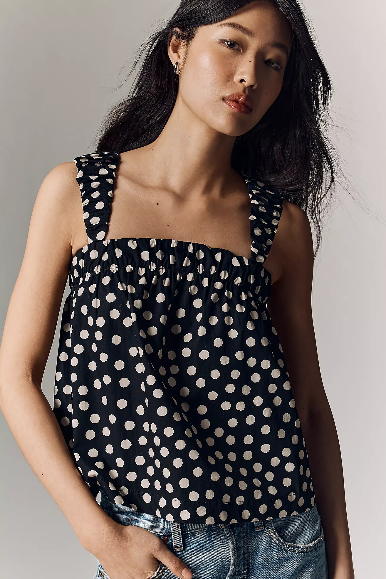 Maeve Cotton Smocked Swing Top | Anthropologie (US)