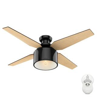 Cranbrook 52 in. Gloss Black Low Profile Indoor Ceiling Fan with LED Light Kit and Handheld Remote | The Home Depot
