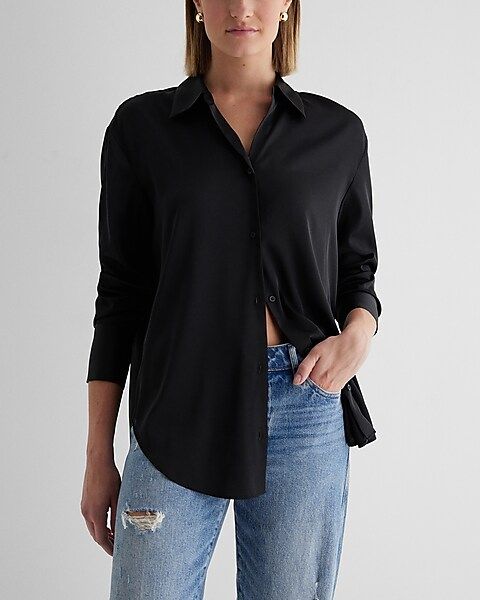 Satin Boyfriend Portofino Shirt | Express