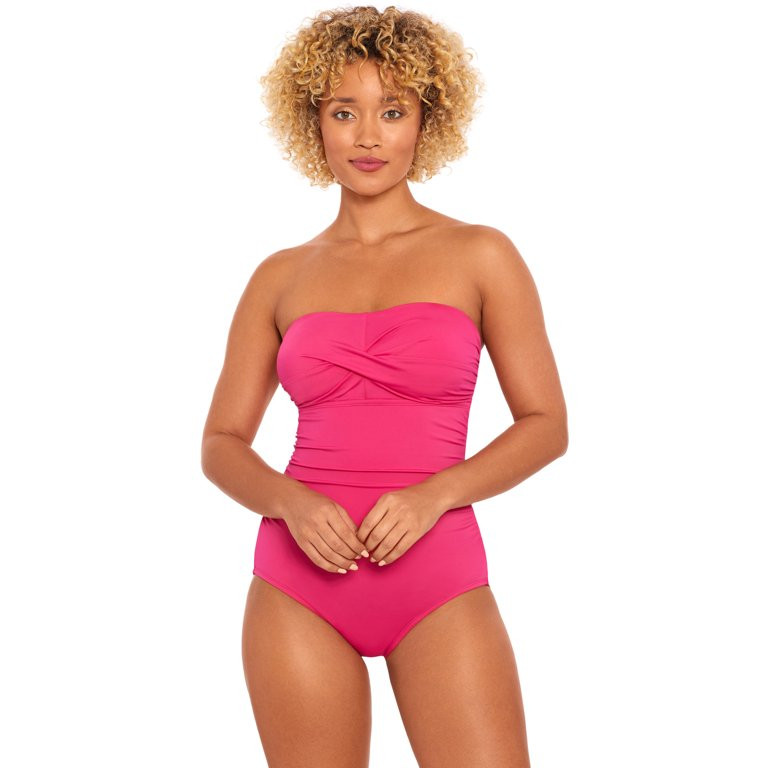 Time and Tru Women’s and Plus Bandeau Twist Front One Piece Swimsuit | Walmart (US)