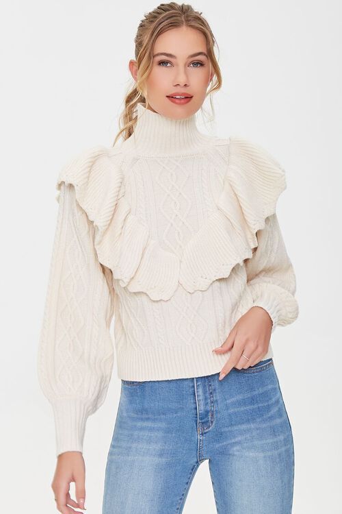 Ruffled Cable Knit Sweater | Forever 21 (US)