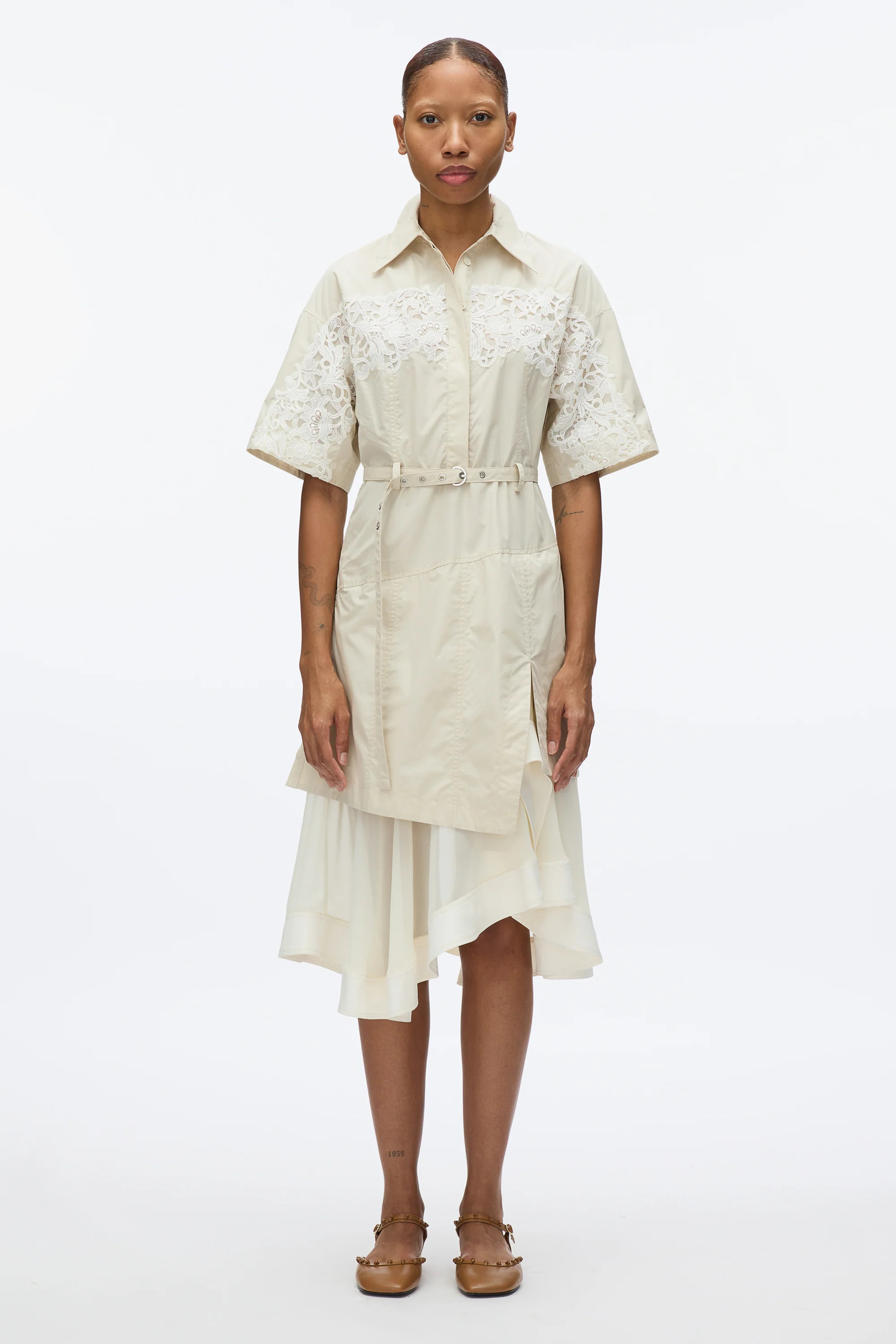 Cascade Hem Shirt Dress with Lace | 3.1 Phillip Lim