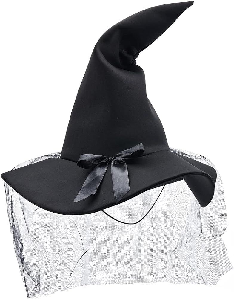 Halloween Witch Hat Wizard Men Women Carnival Costume Cosplay Party Girl Wide Brim Pointed Hat Ac... | Amazon (US)