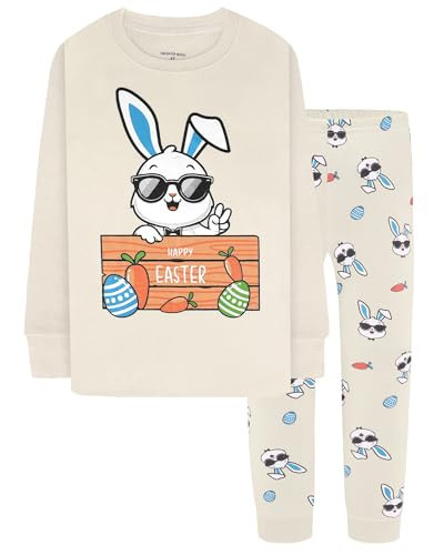 DAUGHTER QUEEN Boys Easter Pajamas Toddler Kids Easter Bunny Pjs 5T Soft 100% Cotton Pj Sets Children Sleepwear Jammies Easter Egg Clothes Size 5 Years Old, Small | Amazon (US)