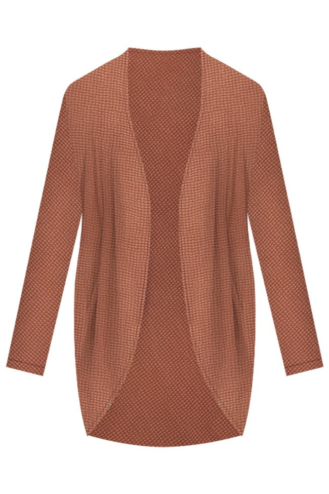 Exclaim My Love Brown Waffle Knit Cardigan | Pink Lily