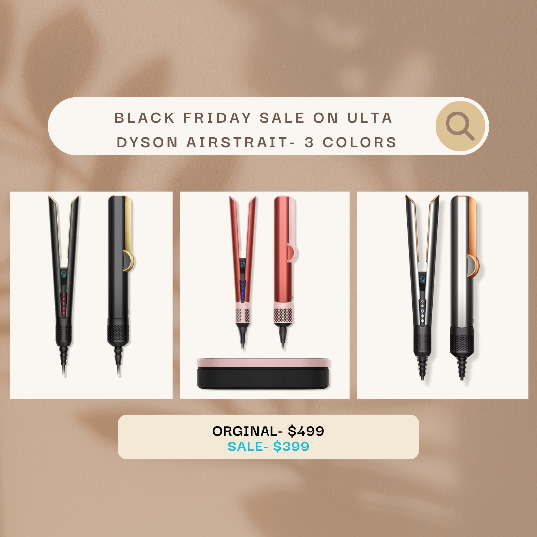Dyson airstrait is on sale on Ulta. $100 off 🚨💸
I bought the Dyson airstrait about a month ago and have been loving it more than the airwrap as I like styling my hair straight rather than than curly/wavy. 
Cute down hair drying time which is absolutely essential for someone with thick hair. 

#LTKSaleAlert #LTKHoliday #LTKCyberWeek