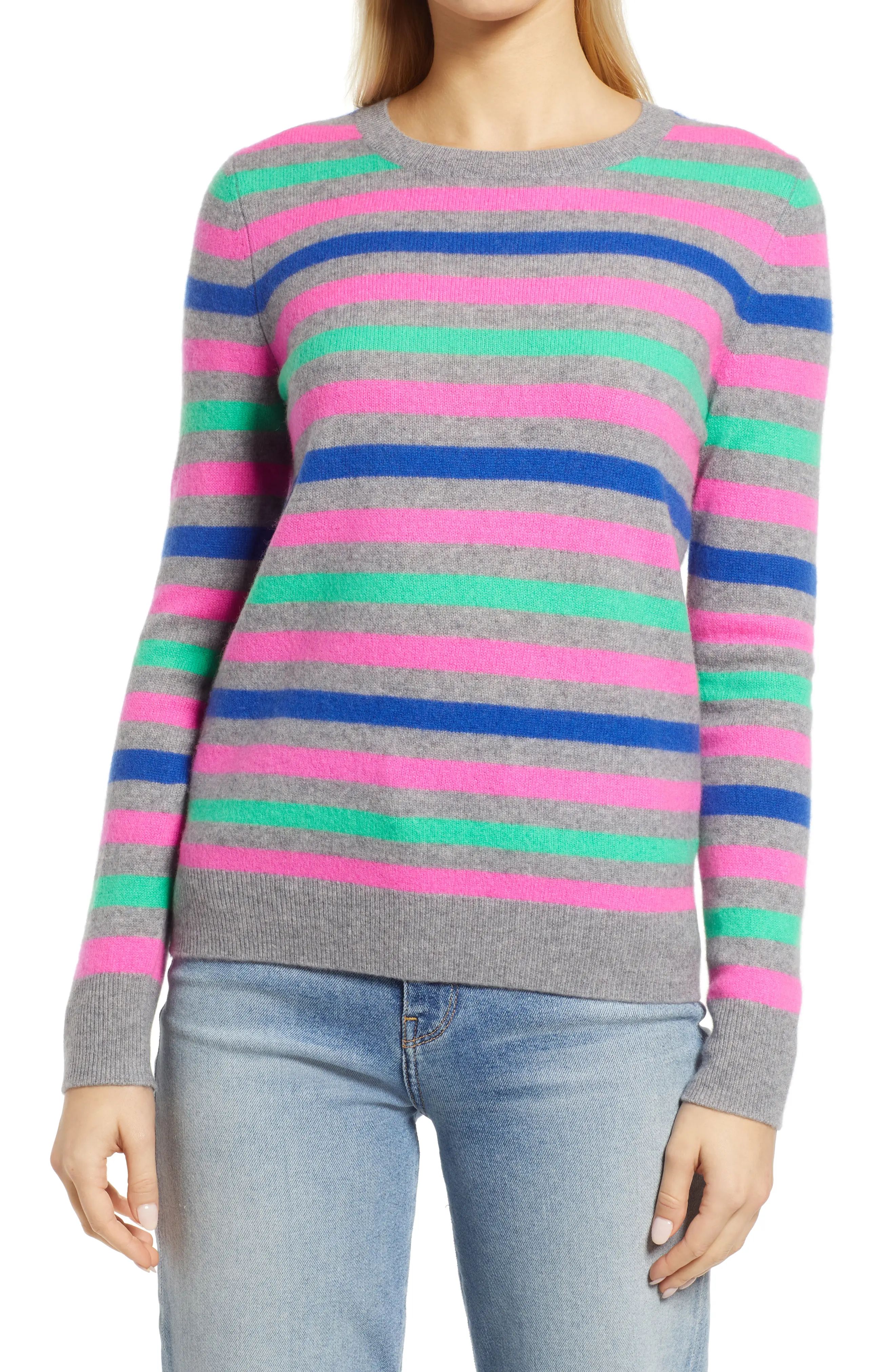 Nordstrom Stripe Cashmere Sweater, Size Xx-Large in Grey Multi Stripe at Nordstrom | Nordstrom