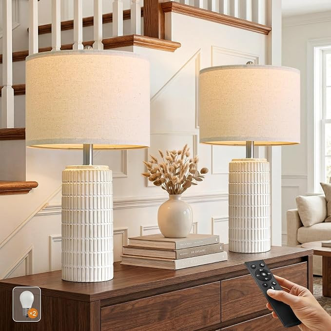 PoKat 23'' Dimmable Table Lamps with Remote for Living Room, Modern Stepless Adjustable Bedside L... | Amazon (US)