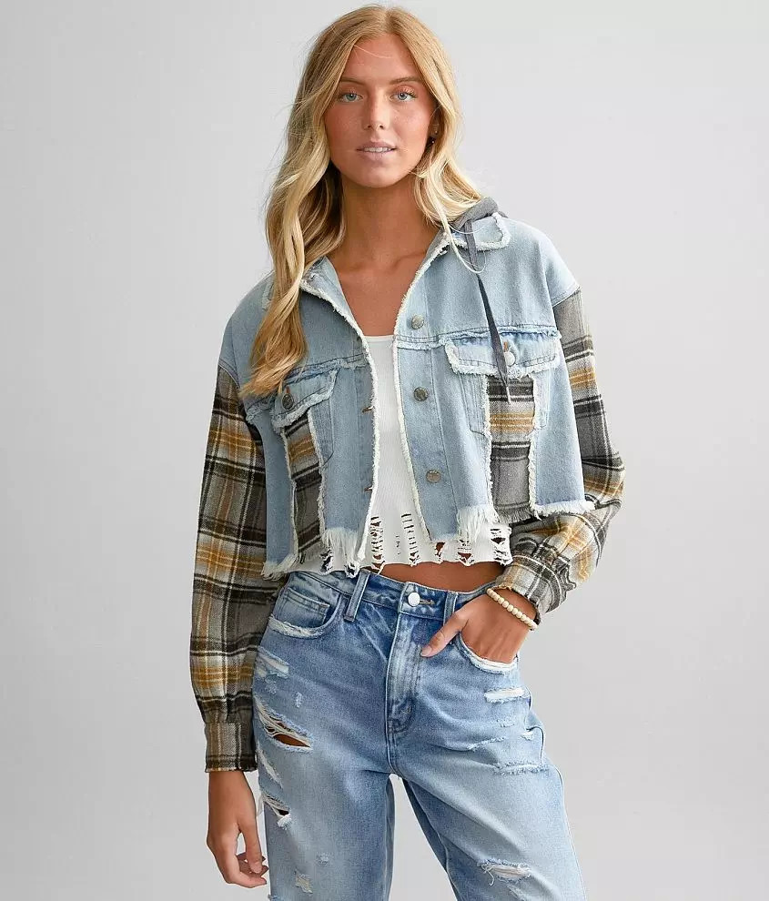 Destructed Denim Cropped Jacket | Buckle