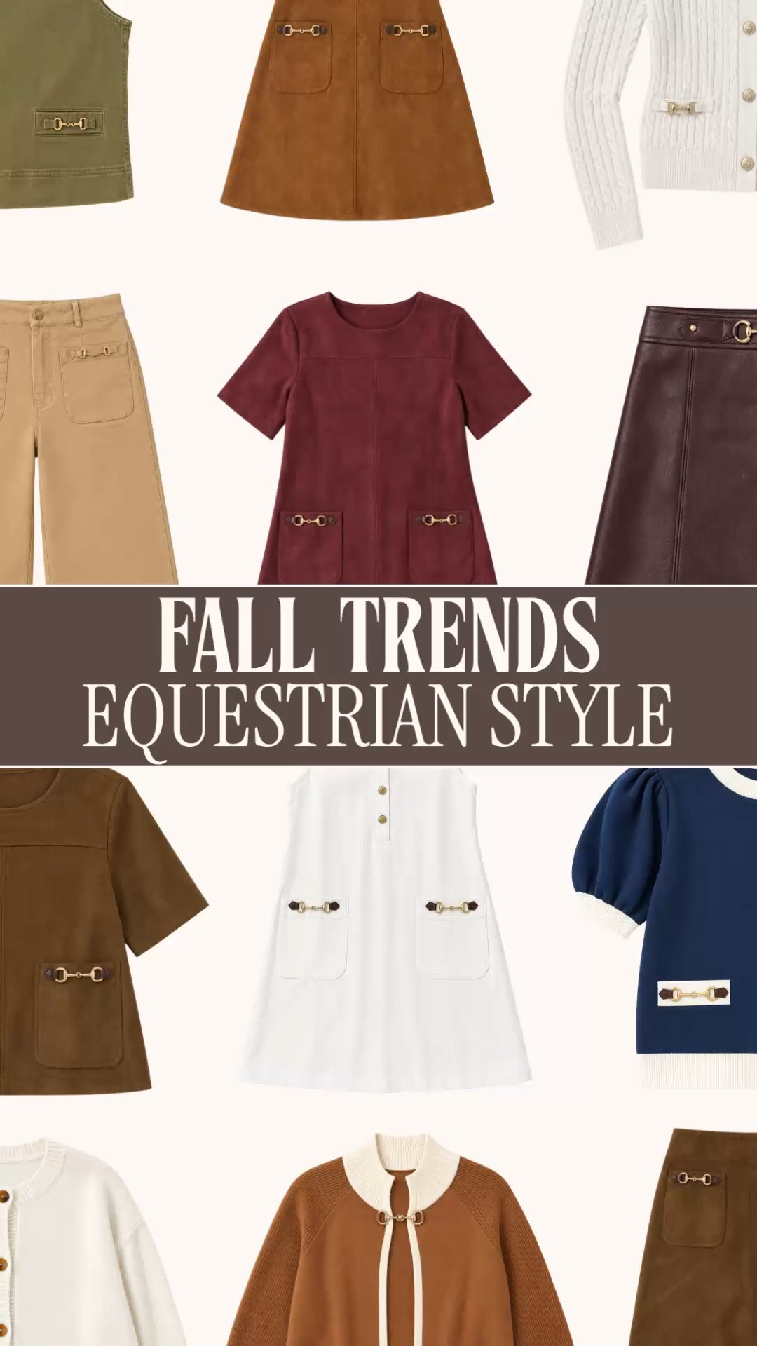 Equestrian style women | horsebit dress | horsebit cardigan | preppy fall outfits | fall fashion 2026

Give me a chocolate brown mini dress, knee-high boots and gold horsebit details. This is exactly how I want to dress for fall.

I rounded up equestrian inspired dresses, skirts, pants and sweaters in cognac, burgundy, olive, navy and ivory. If you love the Ralph Lauren fall aesthetic, these are the details to look for: rich autumn colors, classic knits and horsebit hardware at the pockets, waist or neckline.

The burgundy dress with brown boots is an immediate Thanksgiving outfit. The ivory cardigan with dark jeans and gold earrings belongs in the weekly rotation. And that navy puff-sleeve sweater with a skirt and ballet flats? Absolutely my kind of prep.

Wear these pieces for fall work outfits, teacher outfits, church, family photos or a weekend in the mountains. Plenty of ways to get that equestrian look into the wardrobe you already own.

Shop the equestrian fall edit below.

equestrian style women, equestrian inspired outfits, equestrian fall fashion, horsebit dress, horse bit dress, horsebit mini dress, horsebit cardigan, horsebit sweater, horsebit skirt, horsebit pants, gold hardware dress, gold detail cardigan, brown mini dress, burgundy fall dress, navy puff sleeve sweater, ivory cardigan women, preppy fall outfits, heritage prep style, Ralph Lauren inspired outfits, classic fall outfits women, country club outfits women, fall fashion women 2026, fall dresses women, fall skirts women, fall sweaters women, fall cardigan outfits, dress with knee high boots, teacher outfits fall, fall work outfits women, business casual outfits women, Thanksgiving outfit women, fall family photo outfits, fall weekend outfits

#EquestrianStyle #Horsebit #HeritageStyle #PreppyStyle #FallFashion #FallDresses #FallOutfits #LTKFindsUnder100

#LTKSeasonal #LTKWorkwear #LTKootd