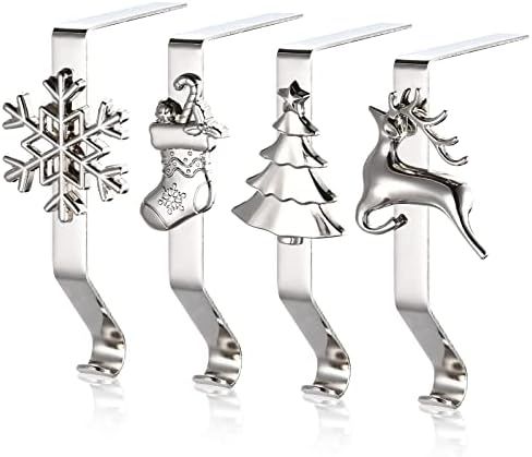 Christmas Stocking Holders for Mantle Set of 4, Weighted Stocking Hangers for Mantel Fireplace, Stoc | Amazon (US)