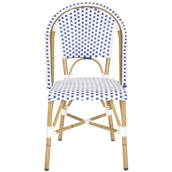Safavieh Rural Woven Dining Salcha Blue/ White Indoor Outdoor Stackable Dining Chairs (Set of 2) | Bed Bath & Beyond