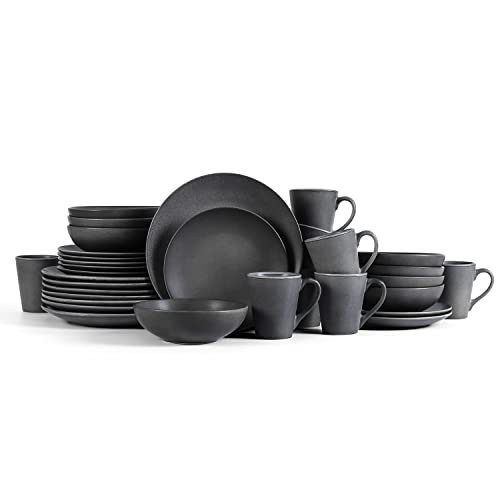 Stone Lain Grao Stoneware 32-Piece Dinnerware Set, Grey | Amazon (US)