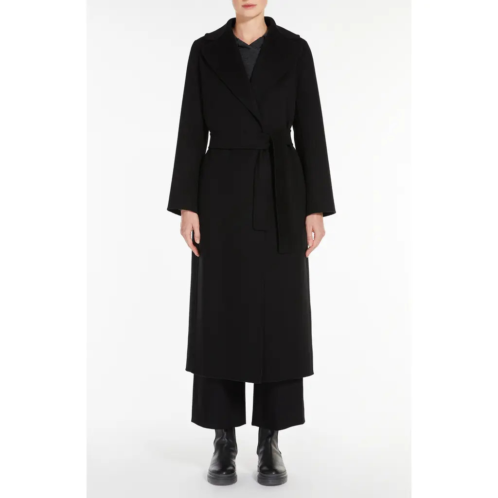 Max Mara Poldo Wool Belted Coat in Black at Nordstrom, Size 8 | Nordstrom