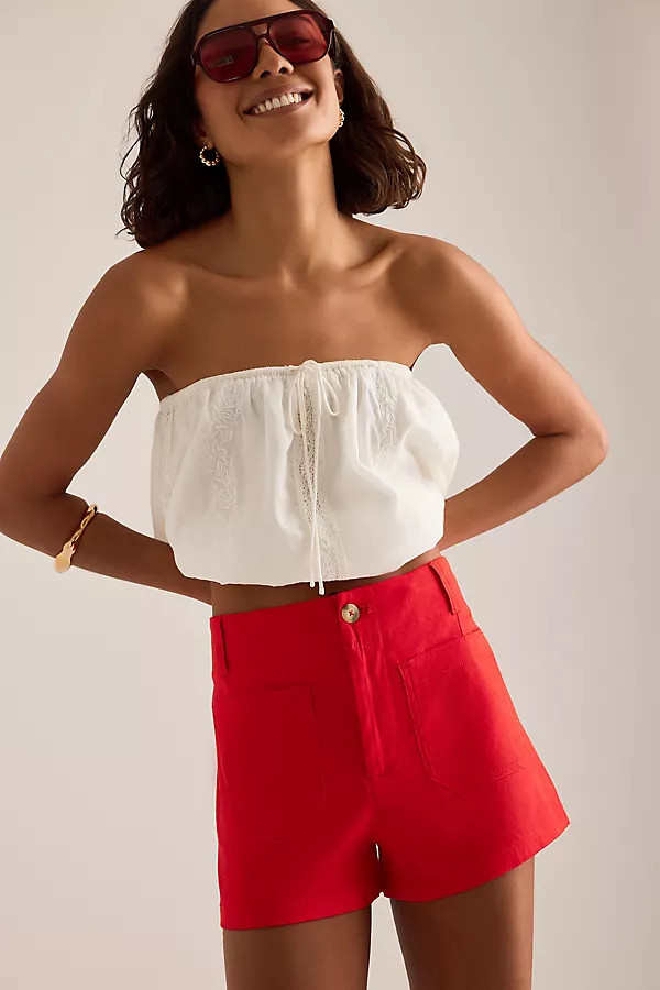 Colette European Linen Stretch High-Rise Shorts | Anthropologie (US)