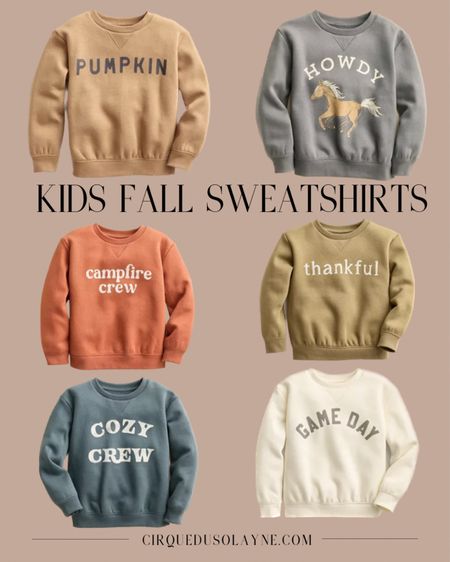 Kids fall sweatshirts. Kids graphic sweatshirts. Toddler fall sweatshirts. Toddler graphic sweatshirts. 

#LTKfindsunder50 #LTKkids #LTKSeasonal