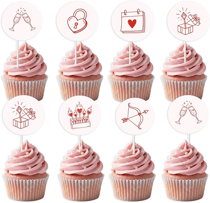 Sursurprise She Found Her Perfect Match Bachelorette Decorations, 24PCS Match Themed Cupcake Topp... | Amazon (US)