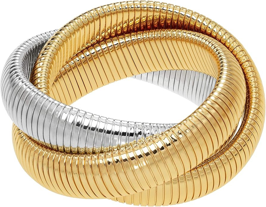 JANIS BY JANIS SAVITT 5/8" Flexible Triple Cobra Bracelet - High Polished | Amazon (US)