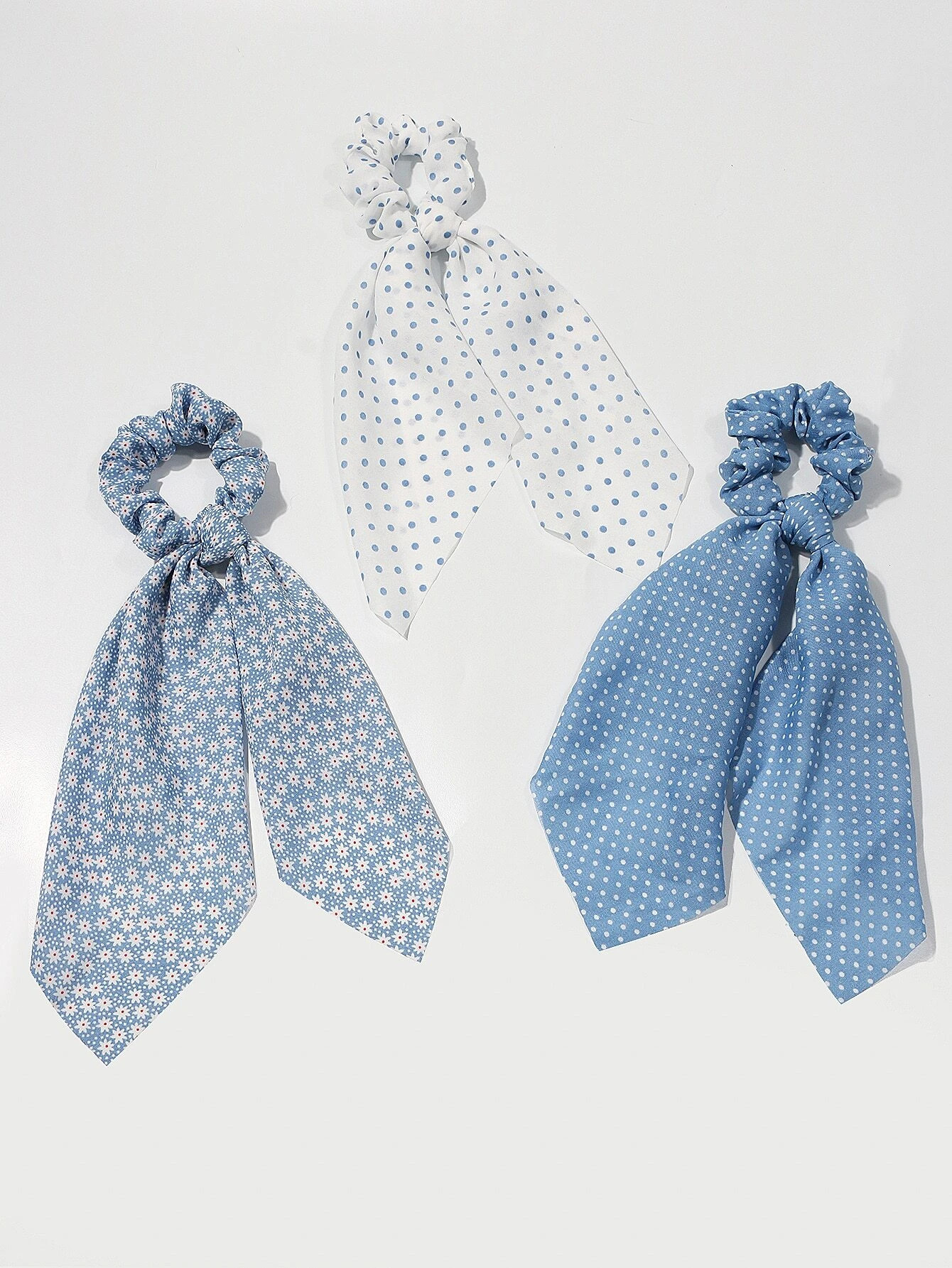 3pcs Polka Dot Scarf Hair Tie | SHEIN