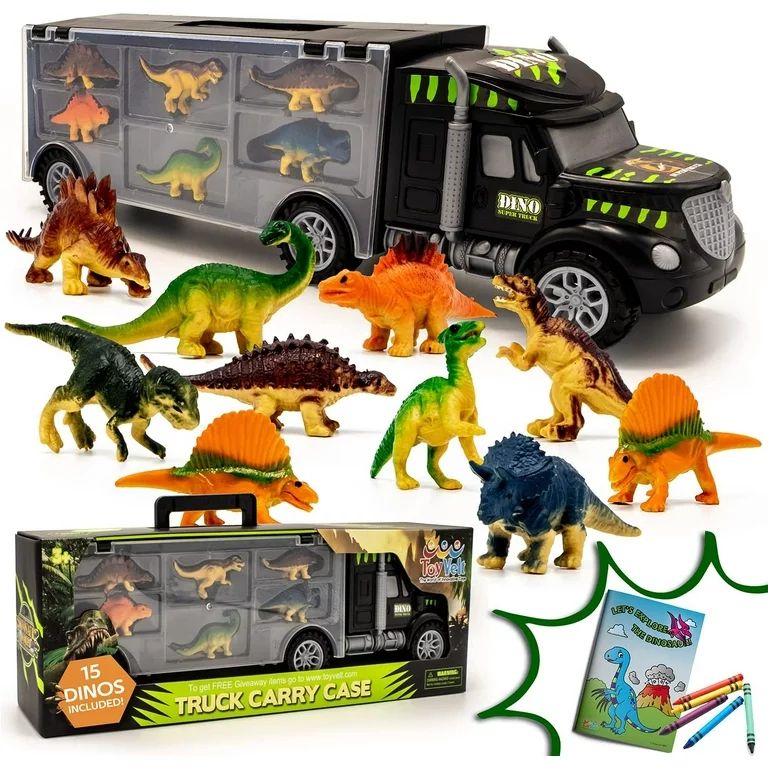 Toyvelt Dinosaur Toys for Kids 3-5 - Dinosaur Truck Carrier Toy with 15 Dinosaur -The Best Dinosa... | Walmart (US)