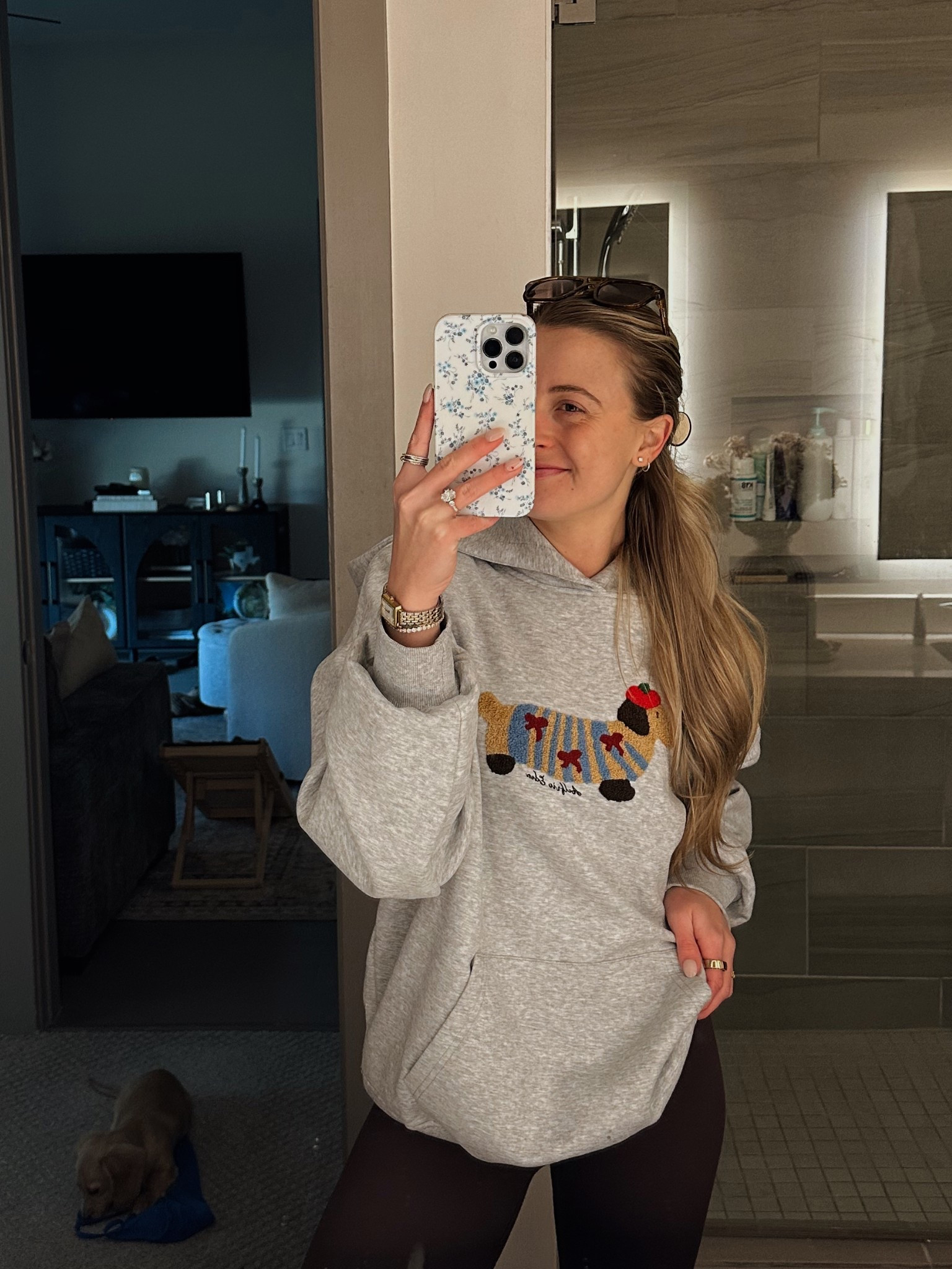 casual, sweatshirt, dachshund love, dachshund sweatshirt, weenie dog, brown leggings, athletic tank top 

#LTKfitnessgoals #LTKdayinmylife #LTKootd