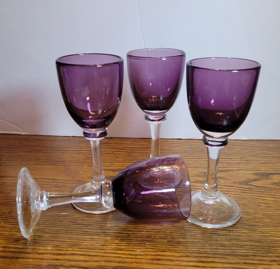 Set of 4 Crate and Barrel Amethyst "Verona" Wine Glasses | Etsy (US)