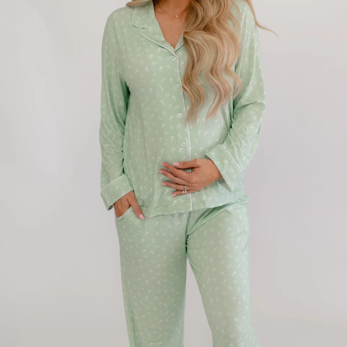 Womens Button Up Set In Meadow Bloom | Silks Design