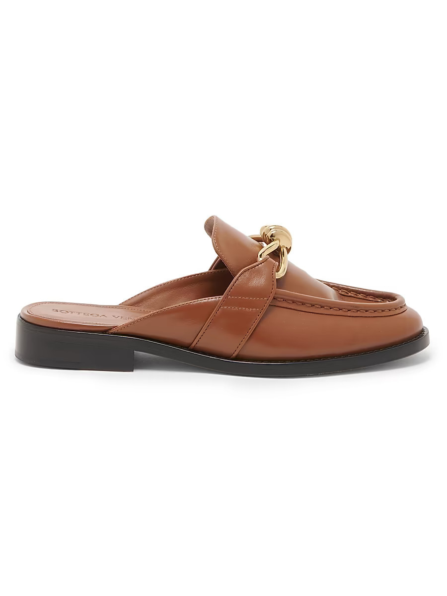 Women's Astaire Knot-Accented Leather Mules - New Amber - Size 9.5 | Saks Fifth Avenue