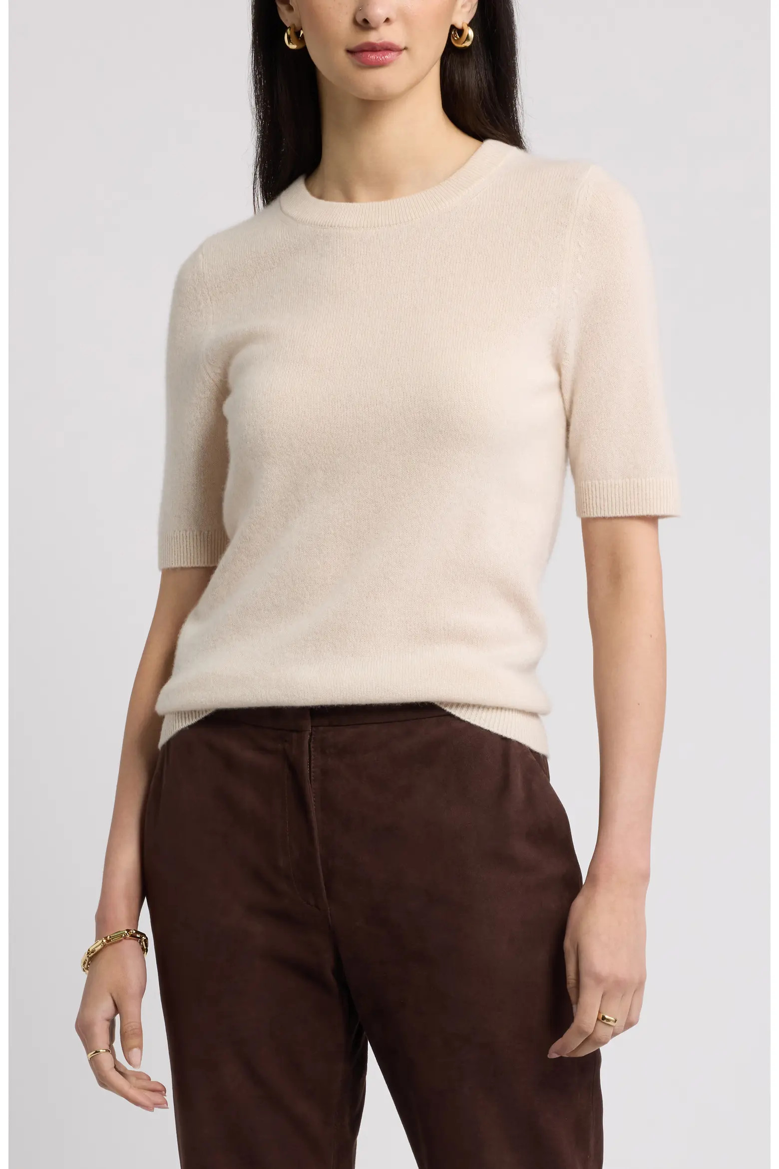 Nordstrom Cashmere Short Sleeve Crewneck Sweater (Women) | Nordstrom | Nordstrom